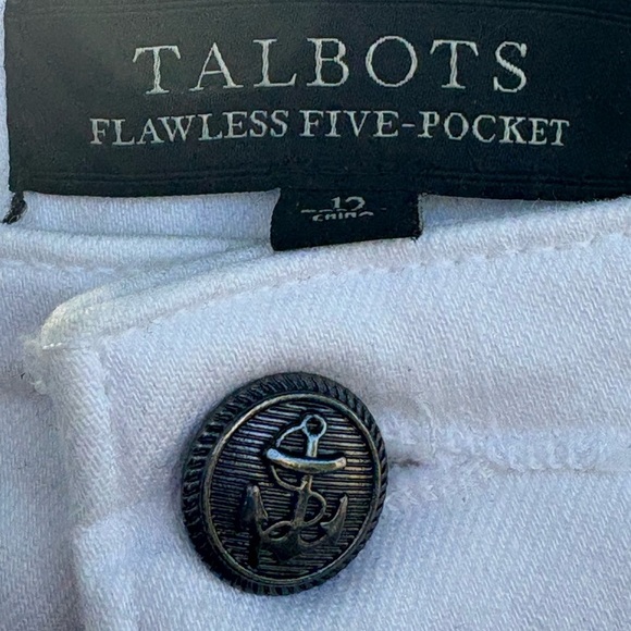 Talbots White Flawless Five-Pocket Pants with Nautical Button | Size 12 - Picture 4 of 7